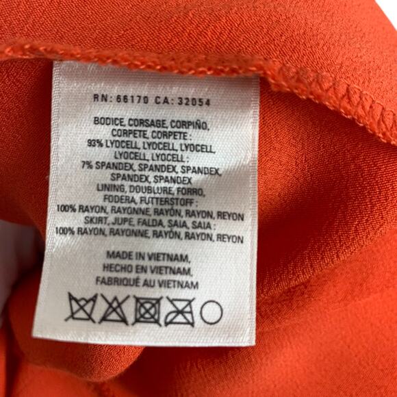 Anthropologie Maeve Cameron Dress Size L Rib Knit Sleeveless Asymmetrical Orange - Picture 7 of 8